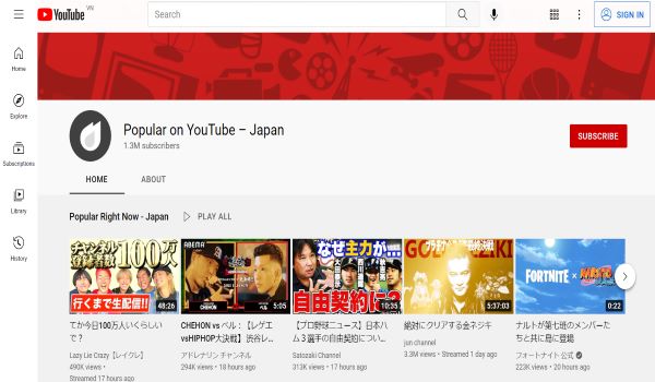 Một kênh Youtube tổng hợp những video Nhật đang thịnh hành